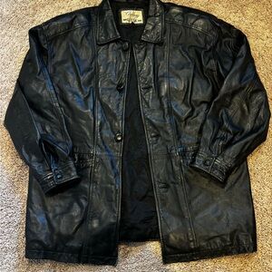 Men's Black Leather Bomber Jacket